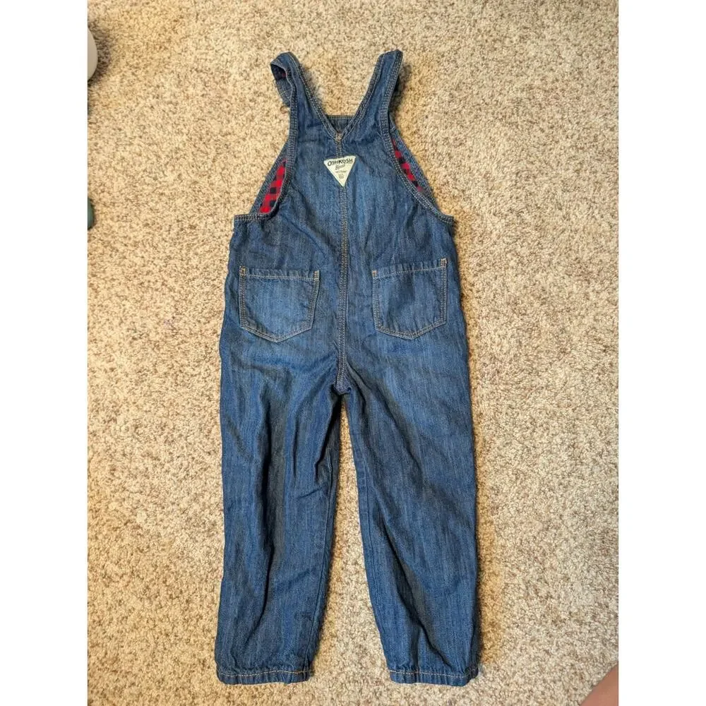 OshKosh B’gosh Kids Denim Overalls Size 3T Classic Blue Jeans Bib Overalls Lined